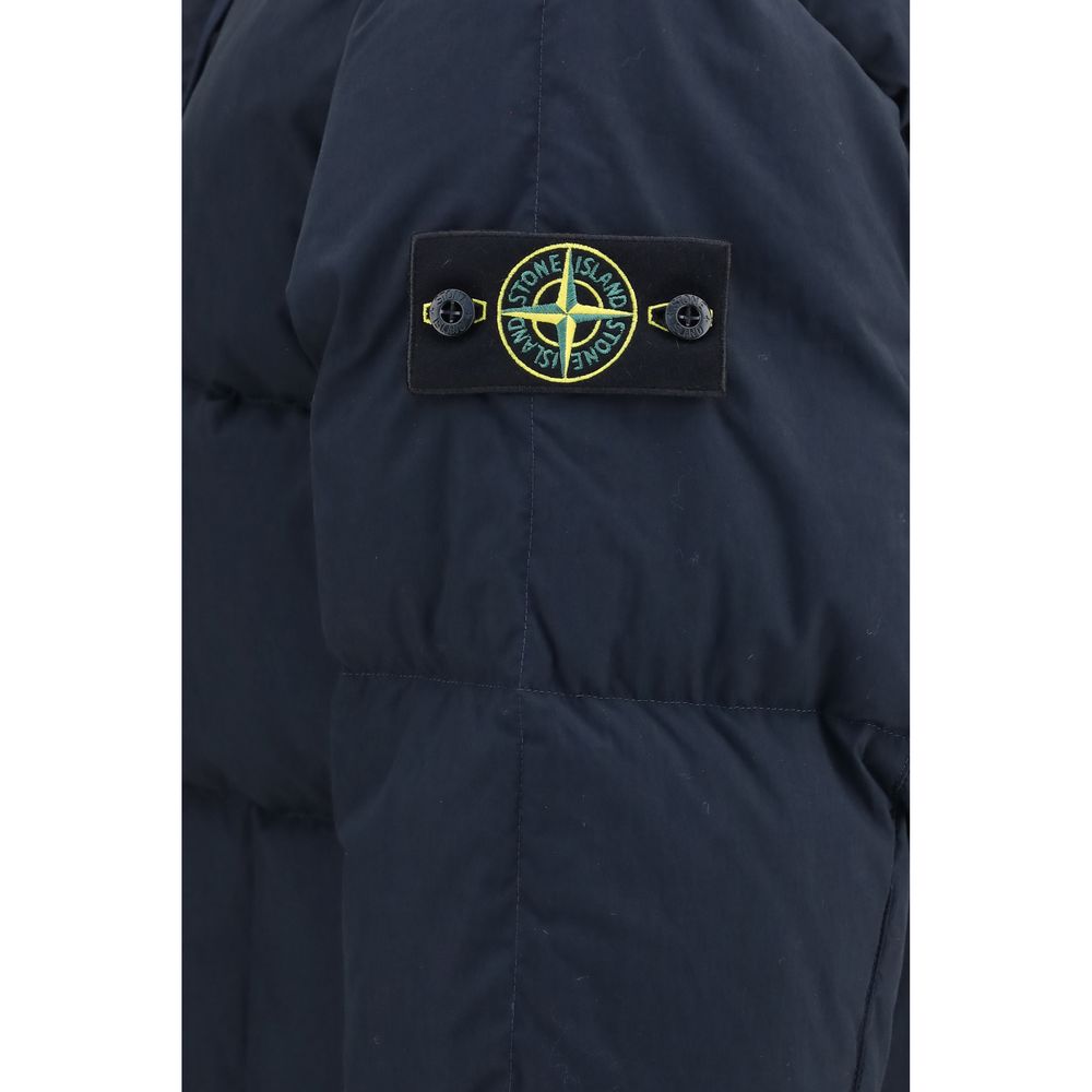 Stone Island Blaue Gänsedaunen-Shell-Jacke