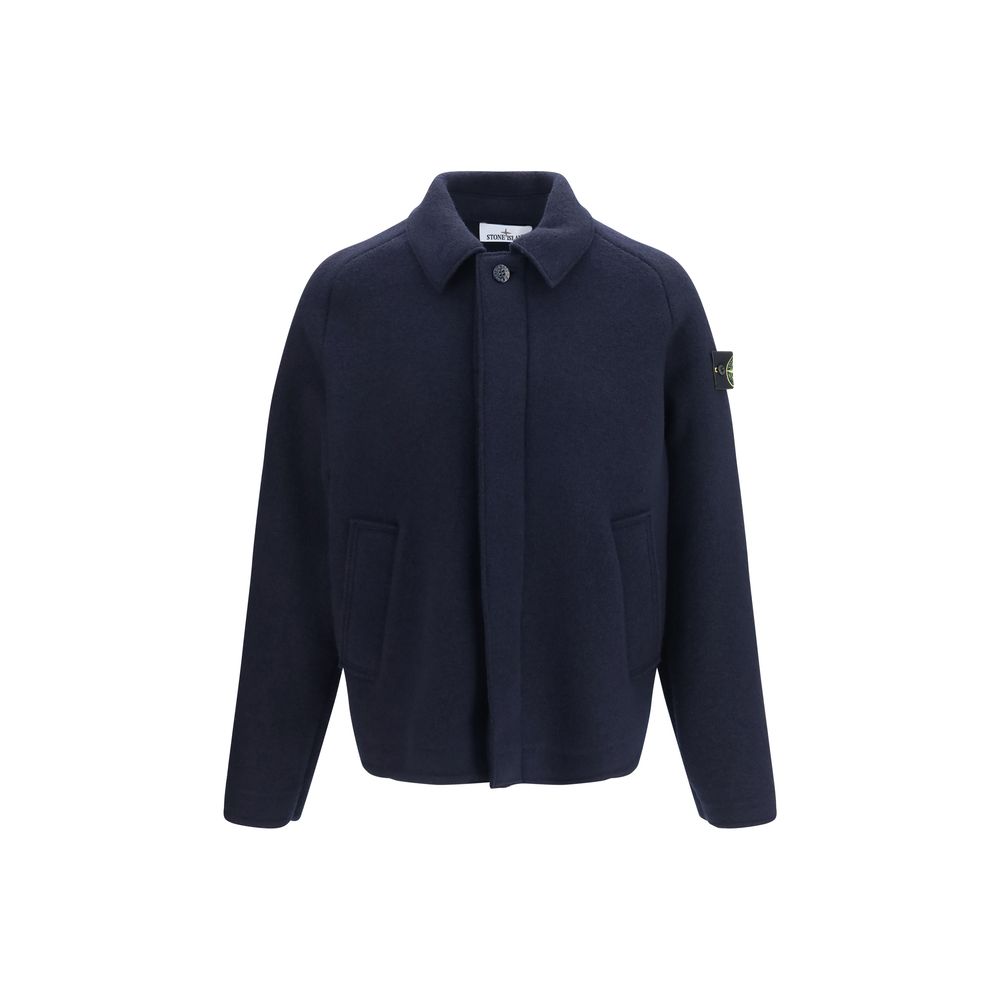 Stone Island Blaue Jacke aus Lammwolle Aries