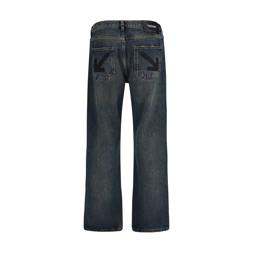 Off-White Blaue Jeans aus Baumwolle im geraden Schnitt