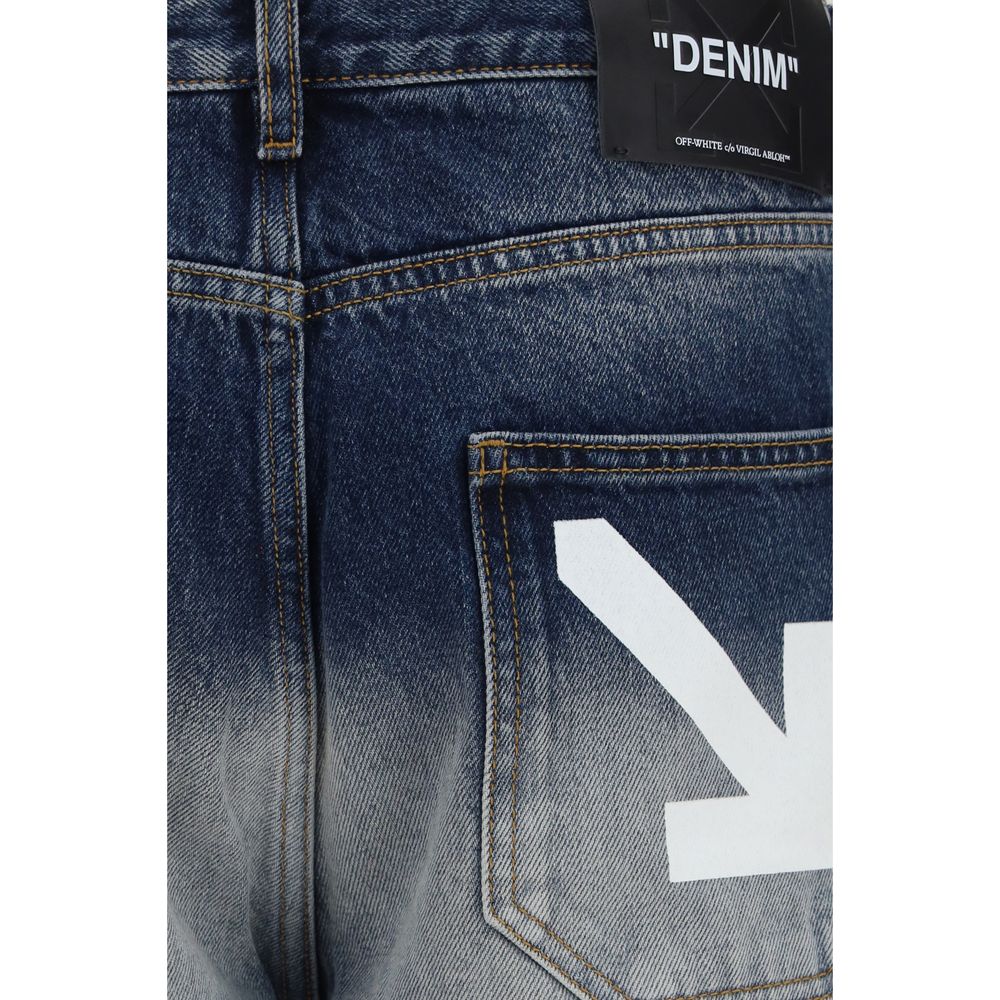 Off-White Graue Slim Fit Jeans aus Baumwolle