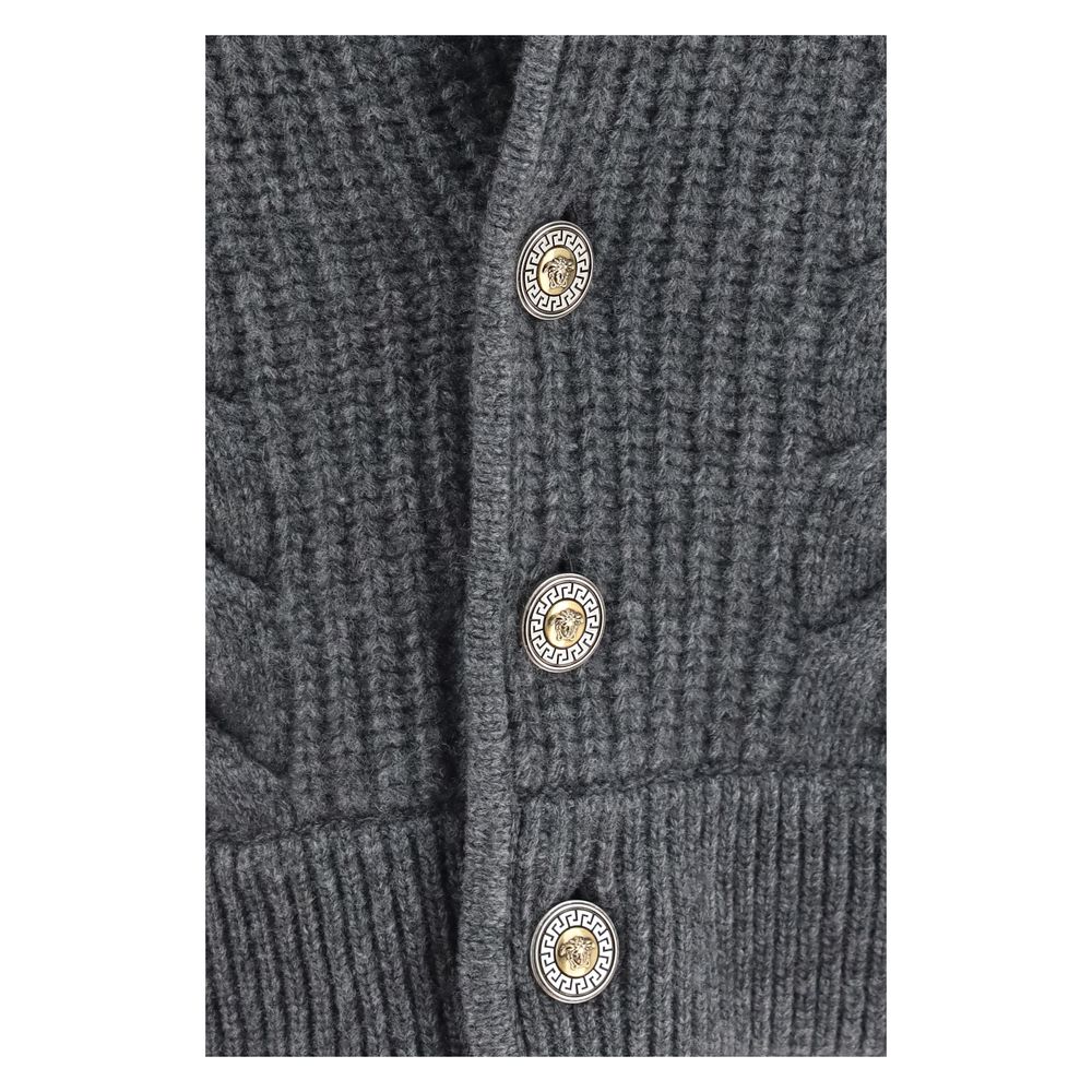 Versace Grauer Woll Cardigan Ovis Aries