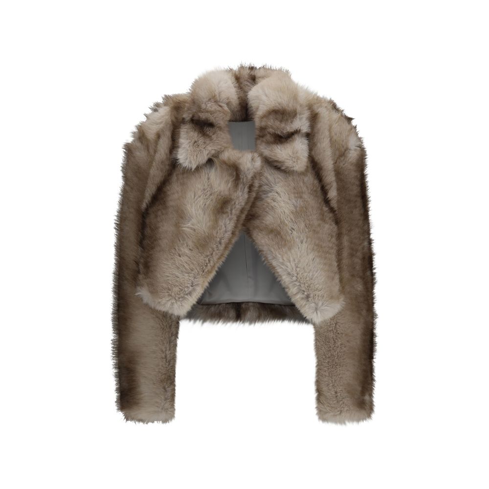 Max Mara Graue Polyester-Jacke in voller Länge