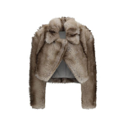Max Mara Graue Polyester-Jacke in voller Länge