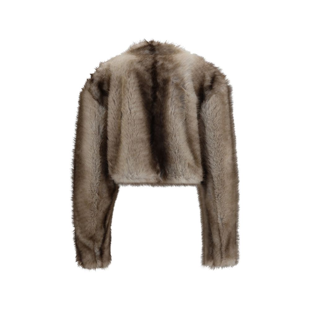 Max Mara Graue Polyester-Jacke in voller Länge
