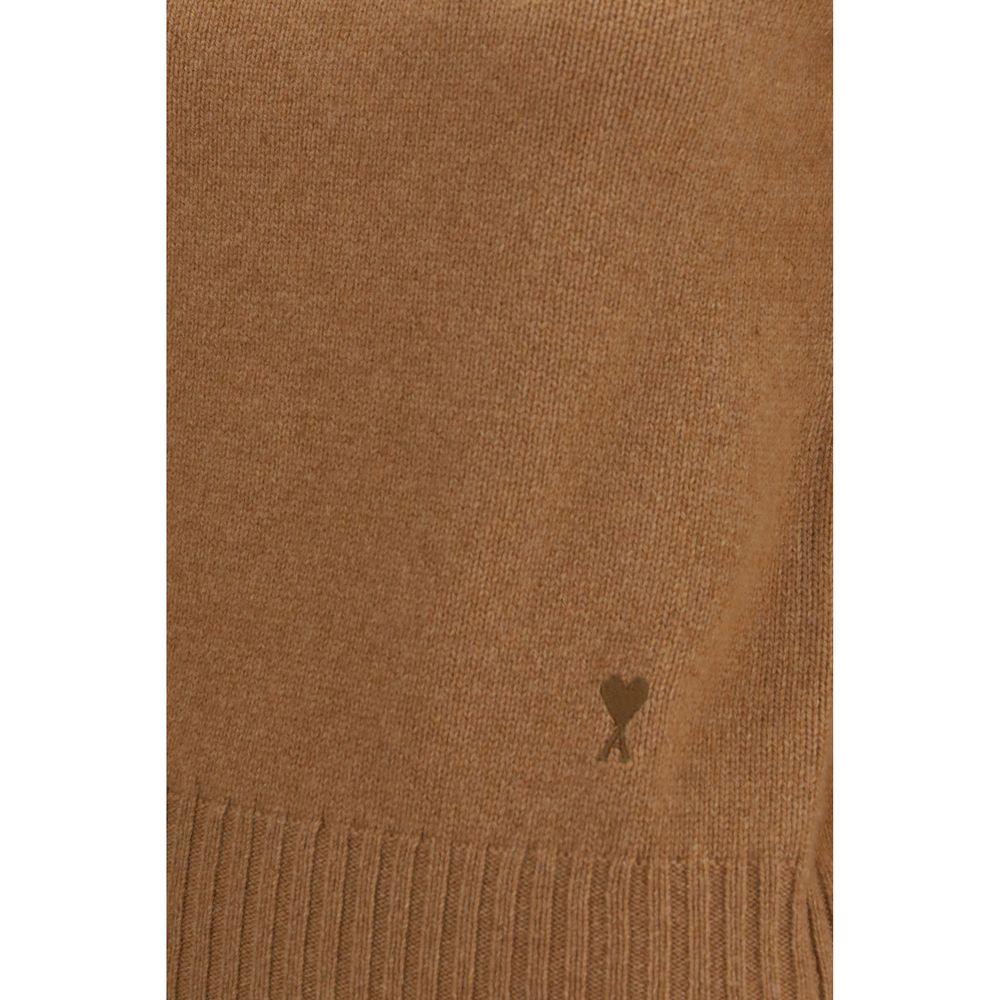 Ami Paris Brauner Kaschmir-Rollkragenpullover
