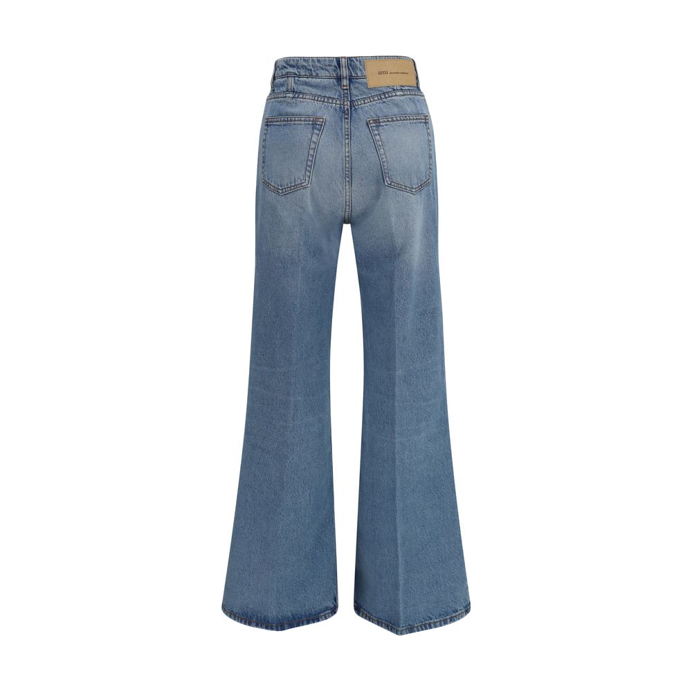Ami Paris Blaue Baumwoll-Jeans mit ausgestelltem Bein