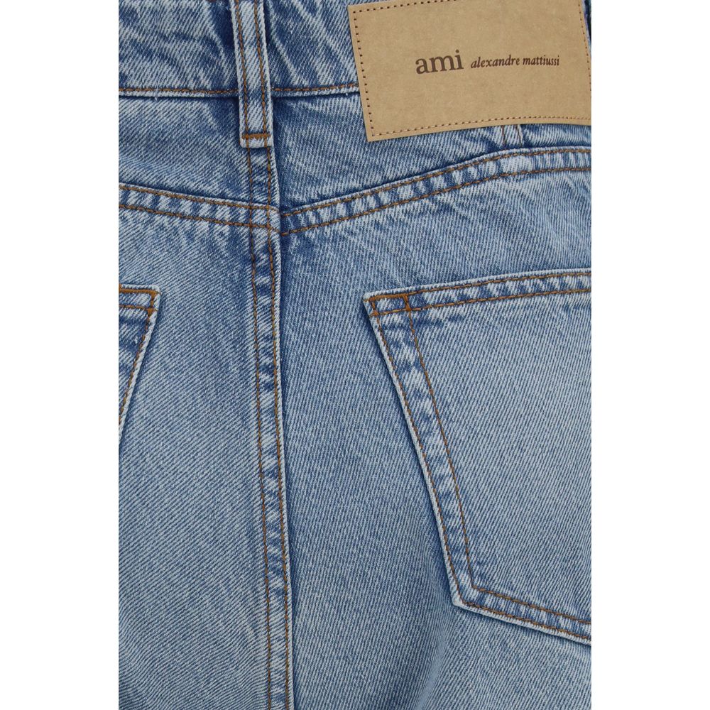 Ami Paris Blaue Baumwoll-Jeans mit ausgestelltem Bein