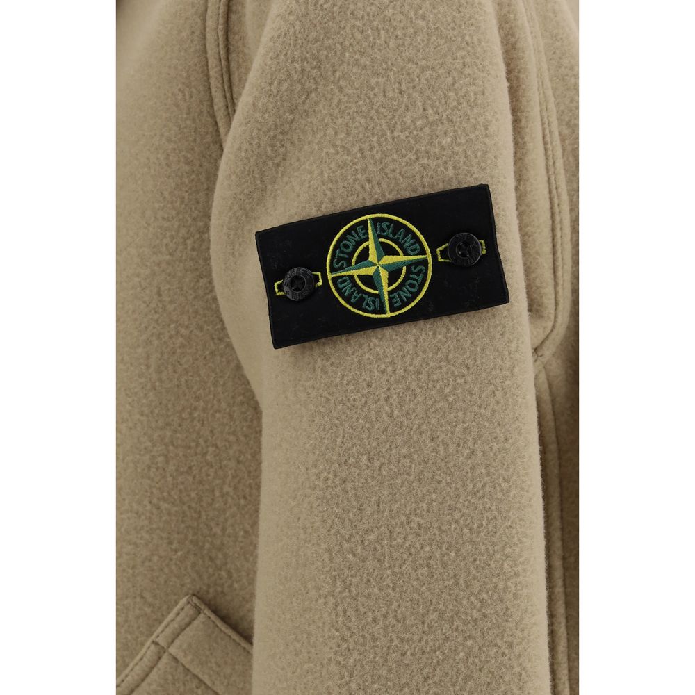 Stone Island Beige Wool Oves Aries Full-Length Jacket