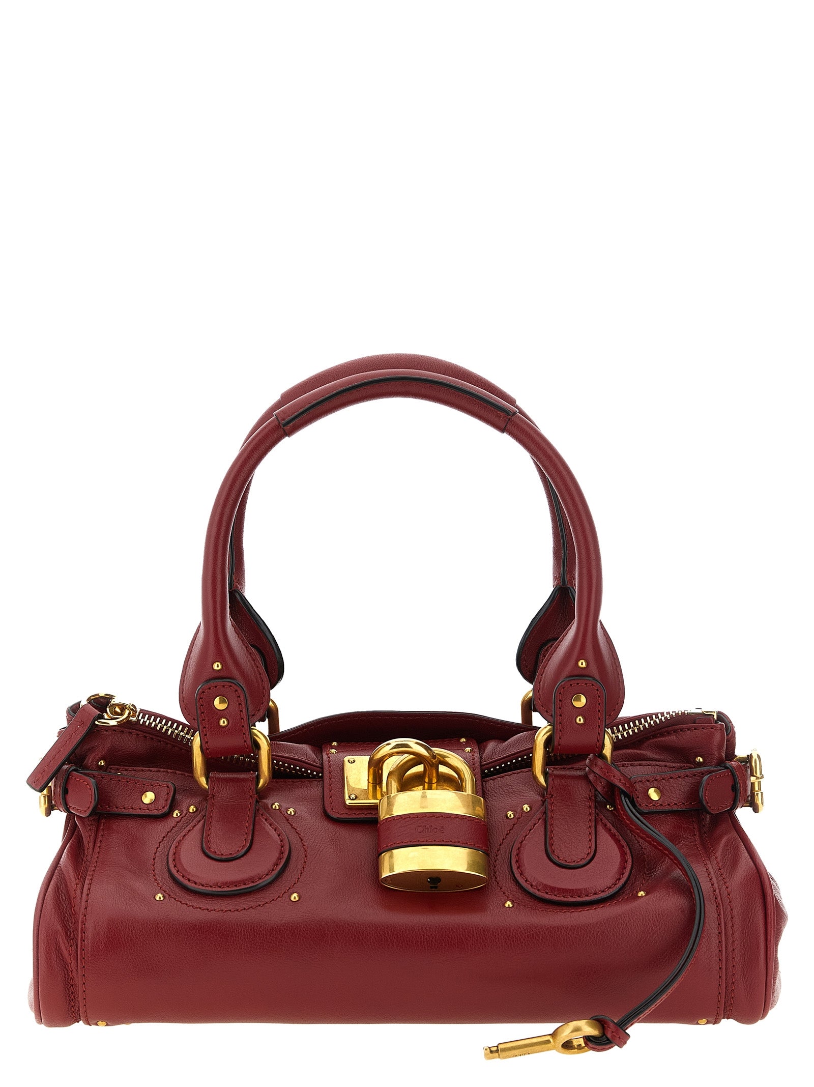 Chloé Schultertasche aus bordeauxrotem Büffelleder