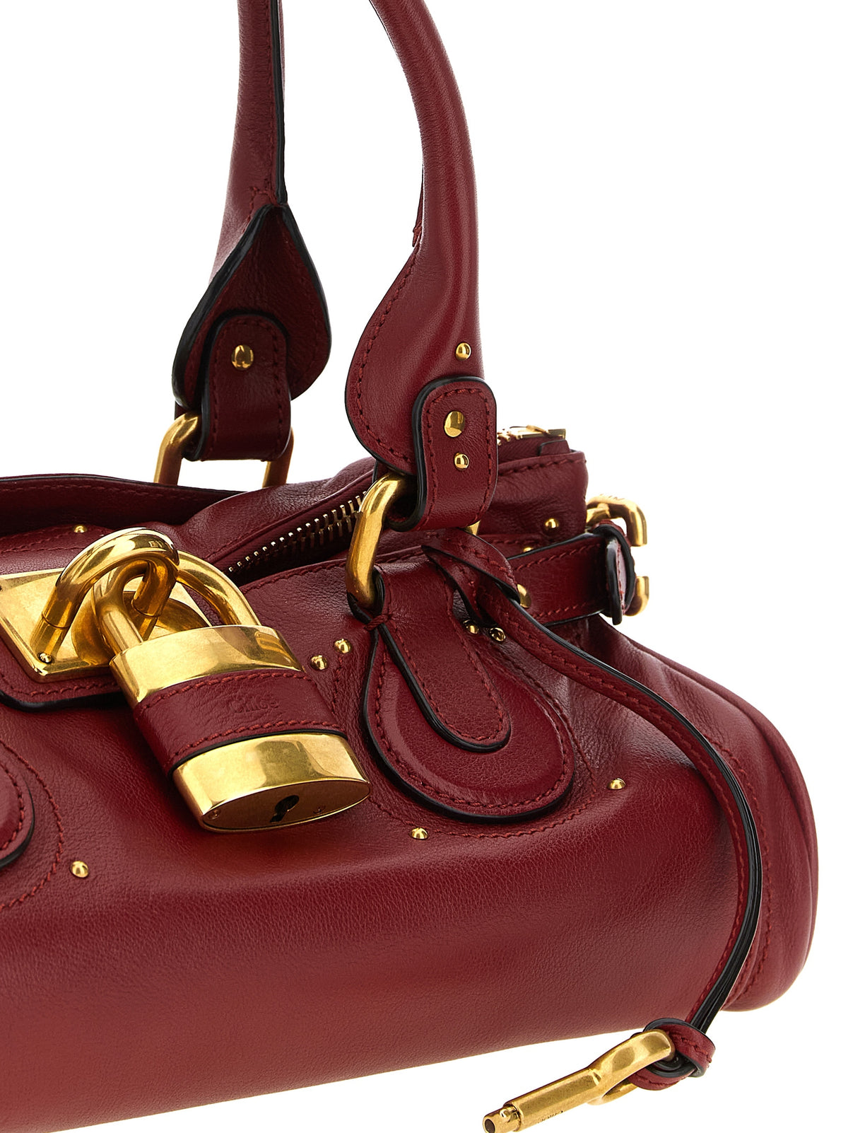 Chloé Schultertasche aus bordeauxrotem Büffelleder