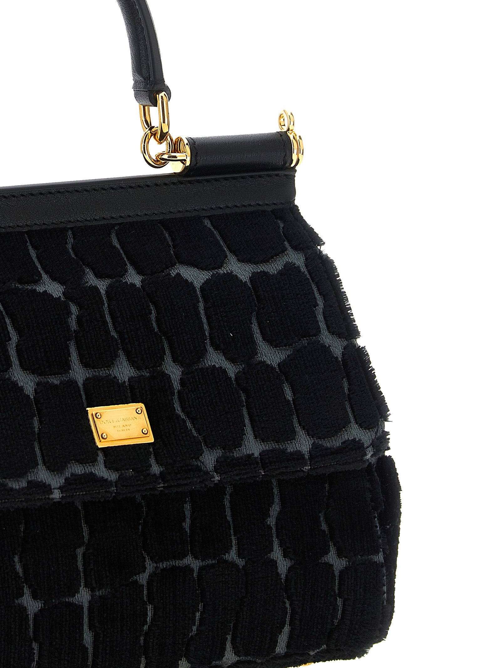 Dolce & Gabbana Schwarze Baumwoll-Handtasche