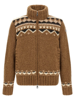 Moncler Brauner Cardigan aus reiner Schurwolle