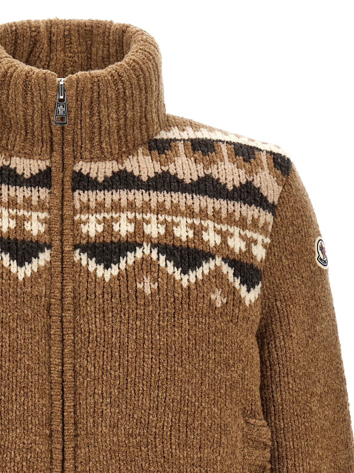 Moncler Brauner Cardigan aus reiner Schurwolle