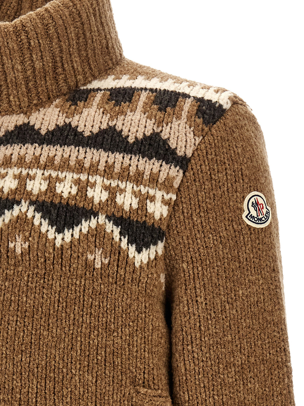 Moncler Brauner Cardigan aus reiner Schurwolle