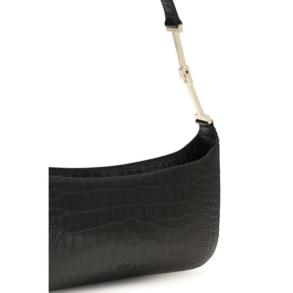 Tom Ford Schwarze Bos Taurus Kalbsleder Schultertasche