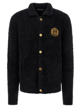 Dolce & Gabbana Schwarzer Cardigan aus Alpakaleder