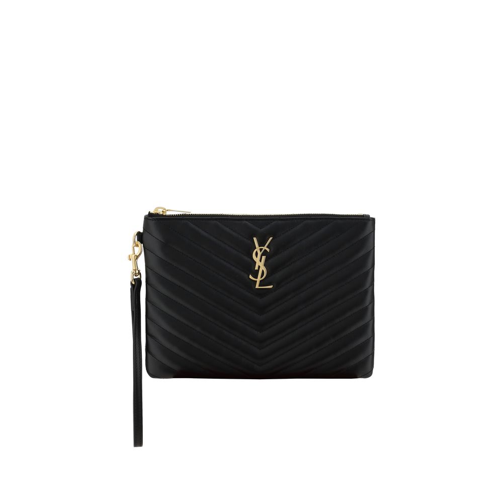 Saint Laurent Schwarze Bos Taurus Kalbsleder Clutch