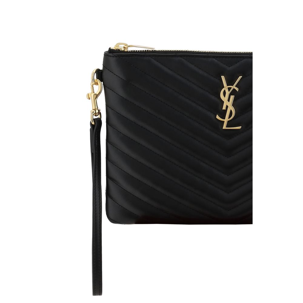 Saint Laurent Schwarze Bos Taurus Kalbsleder Clutch