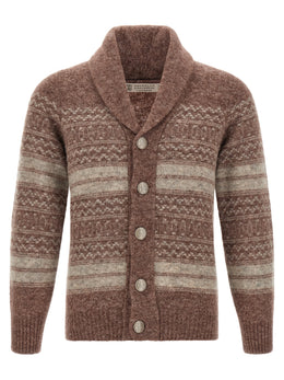 Brunello Cucinelli Strickjacke aus brauner Alpaka-Wolle