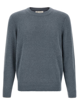 Brunello Cucinelli Strickjacke aus Alpakawolle und Leder in Blau