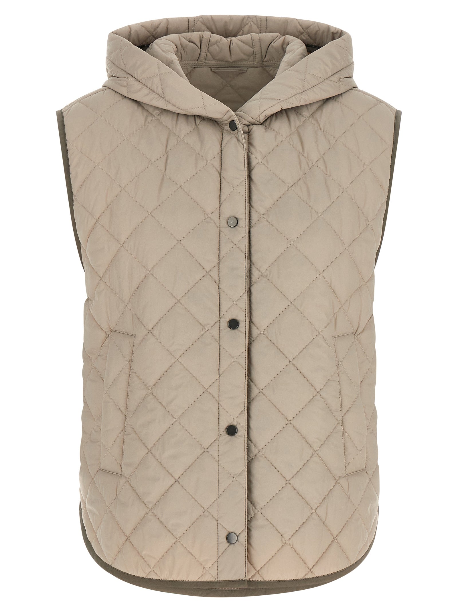 Brunello Cucinelli Beige Polyamid Ärmellose Jacke