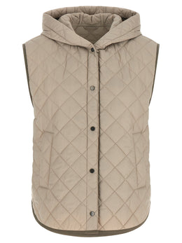 Brunello Cucinelli Beige Polyamid Ärmellose Jacke