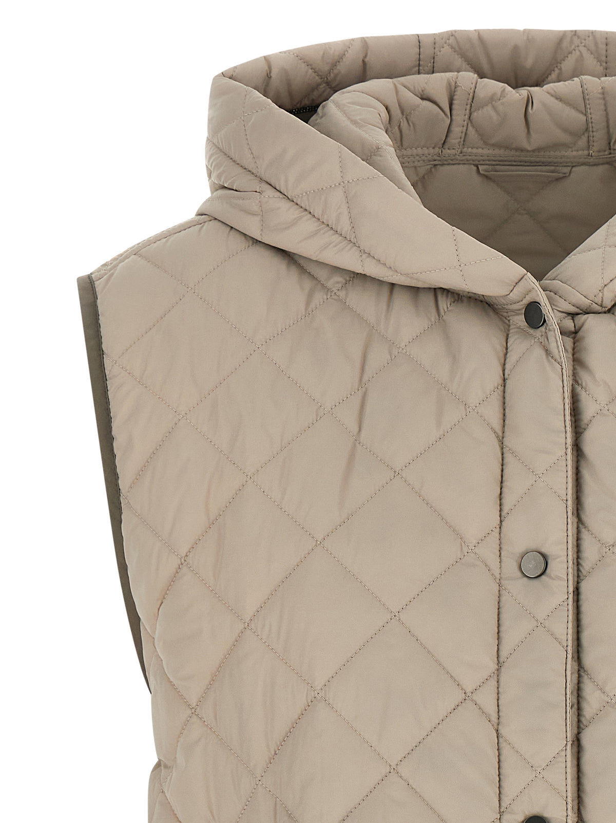 Brunello Cucinelli Beige Polyamid Ärmellose Jacke