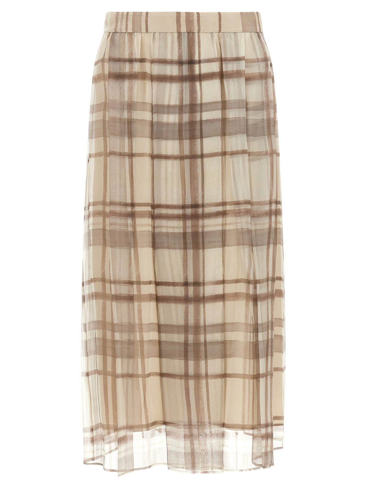 Brunello Cucinelli Beige Seiden-Midirock