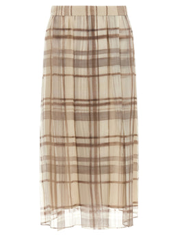 Brunello Cucinelli Beige Seiden-Midirock