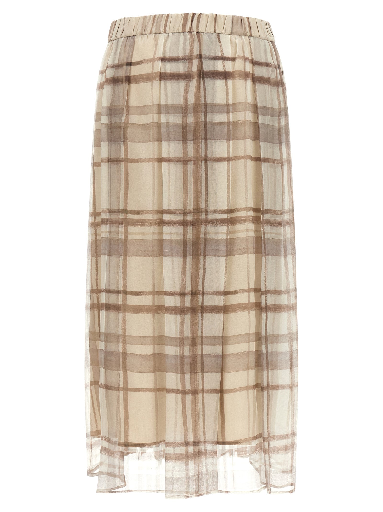Brunello Cucinelli Beige Seiden-Midirock