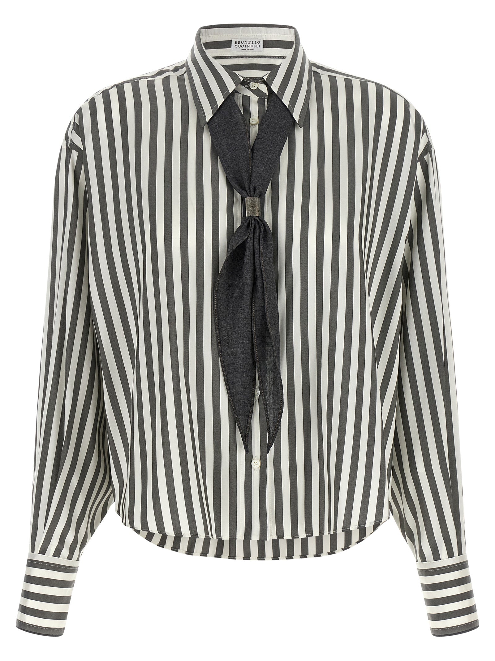 Brunello Cucinelli Zweifarbige Seidenbluse