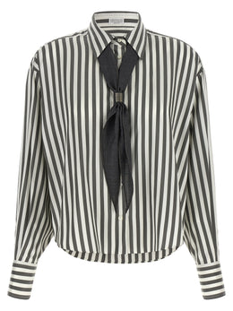 Brunello Cucinelli Zweifarbige Seidenbluse