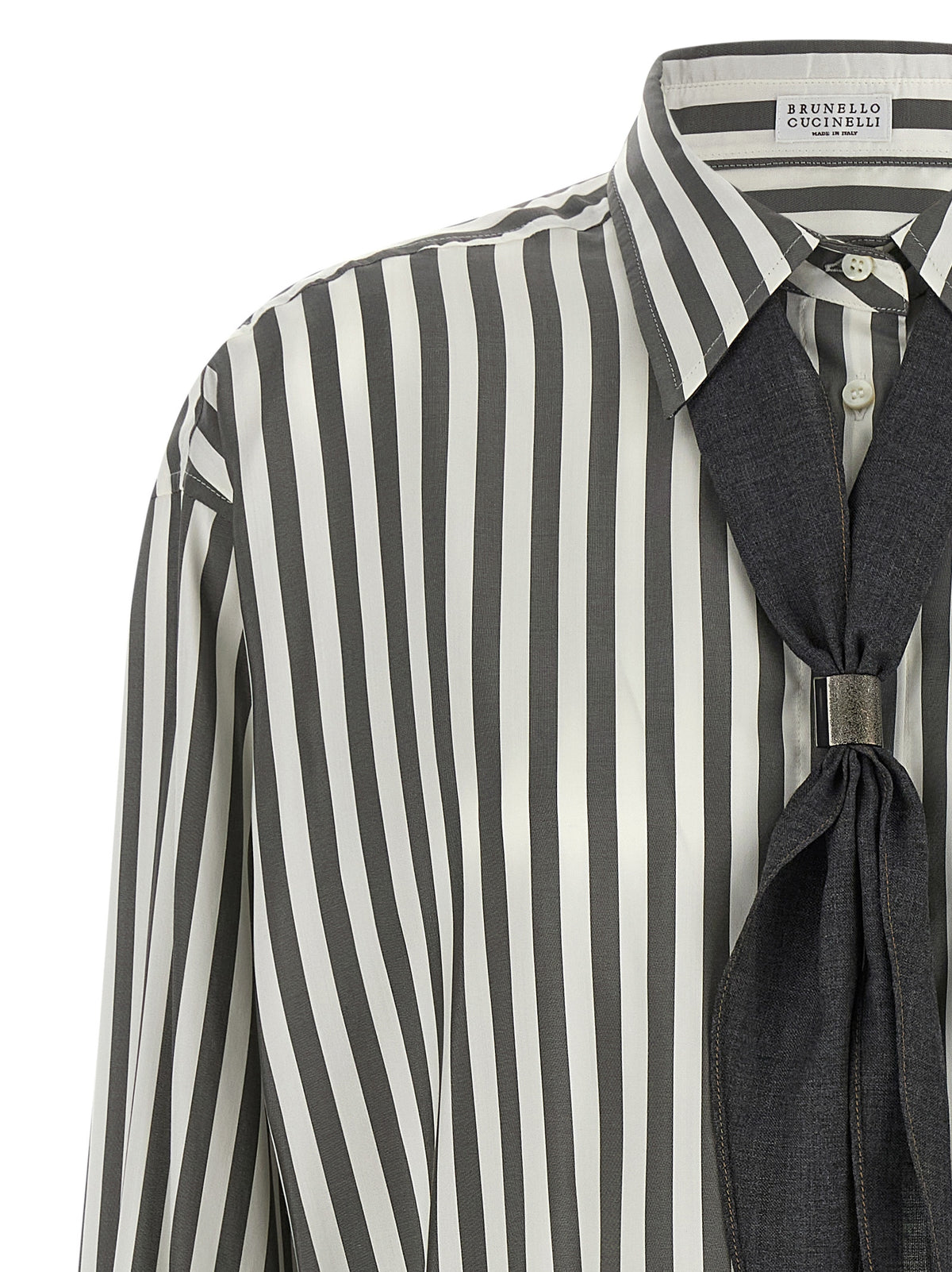 Brunello Cucinelli Zweifarbige Seidenbluse