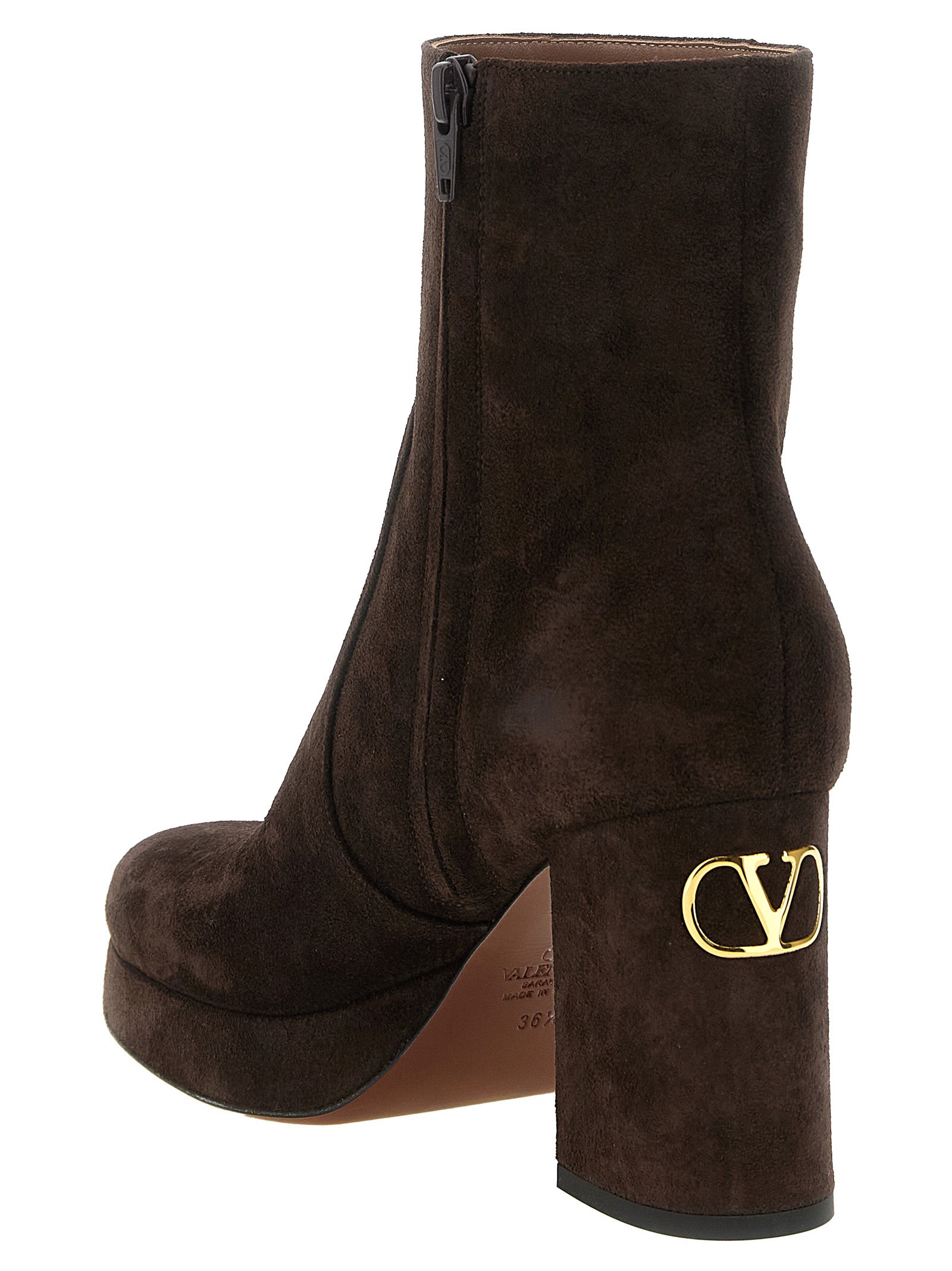 Valentino Garavani Ankle Boots aus braunem Kalbsleder
