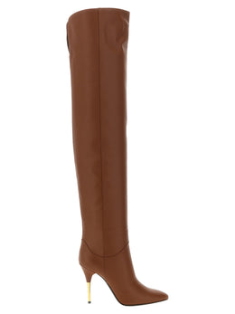 Valentino Garavani Braun Kalbsleder Overknee-Stiefel