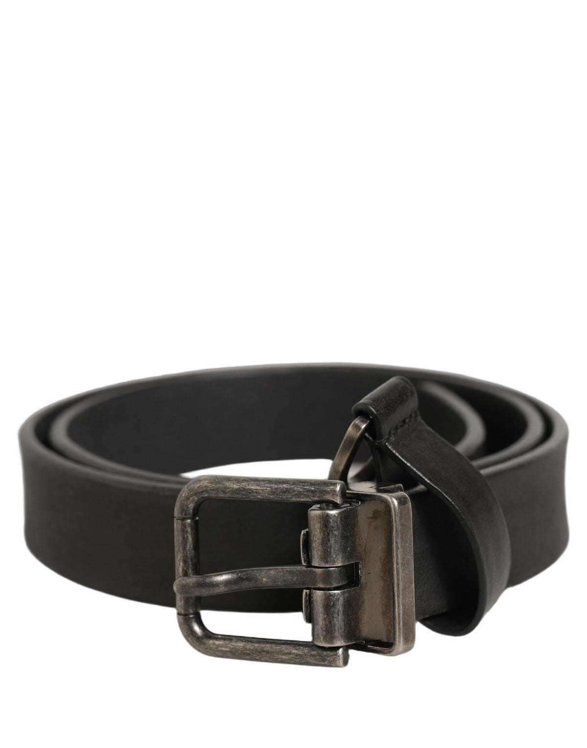 Dolce & Gabbana Schwarzer Ledergürtel mit Schnalle im Antik-Finish