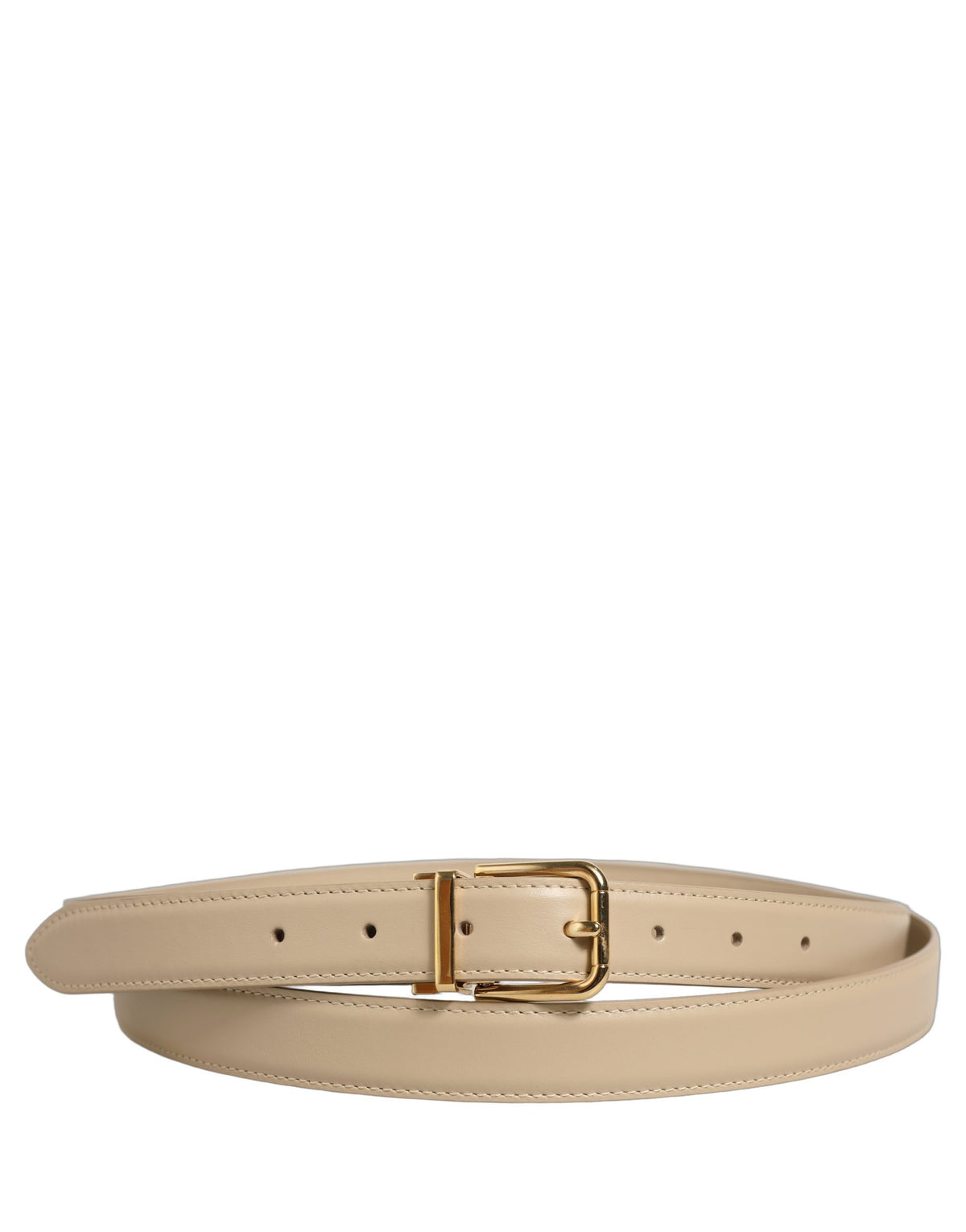 Dolce & Gabbana Beiger Leder Gürtel mit Doppelwickel und goldener Schnalle