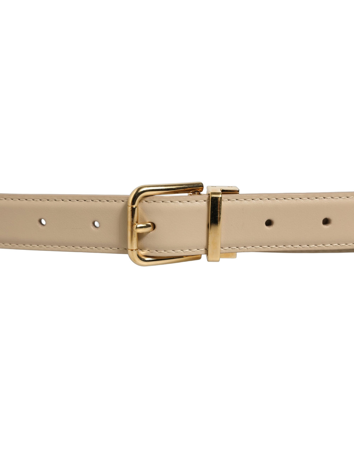 Dolce & Gabbana Beiger Leder Gürtel mit Doppelwickel und goldener Schnalle
