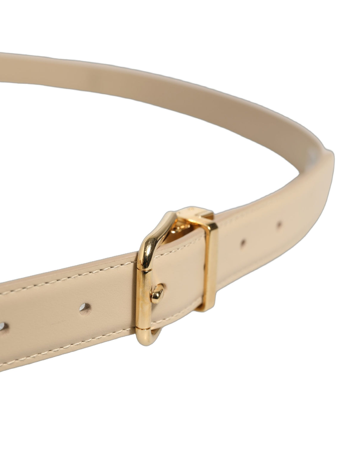 Dolce & Gabbana Beiger Leder Gürtel mit Doppelwickel und goldener Schnalle