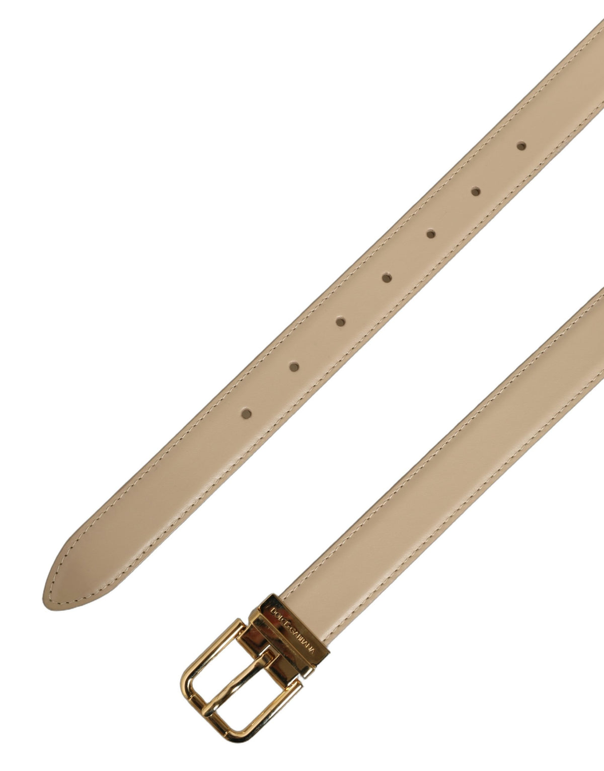 Dolce & Gabbana Beiger Leder Gürtel mit Doppelwickel und goldener Schnalle