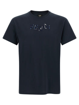 Fendi Blaues Baumwoll-T-Shirt