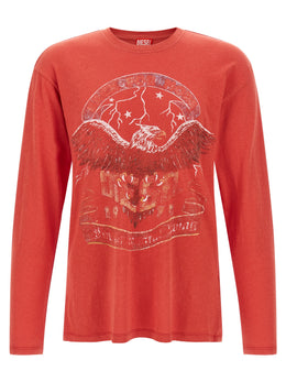 Diesel Rotes Baumwoll-T-Shirt