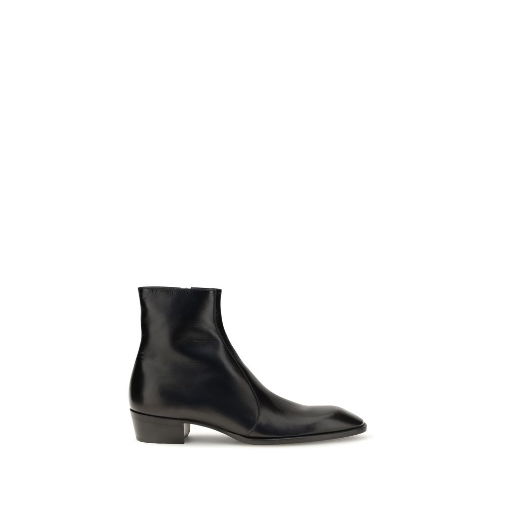 Saint Laurent Schwarze Ankle Boots aus Kalbsleder Bos Taurus