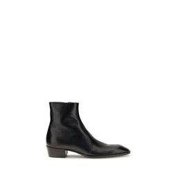Saint Laurent Schwarze Ankle Boots aus Kalbsleder Bos Taurus