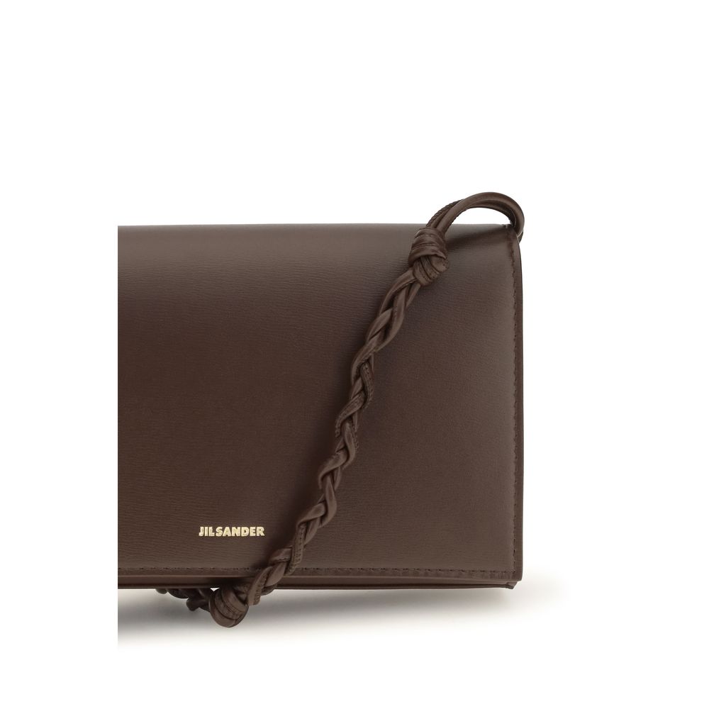 Jil Sander Braune Kalbsleder Bos Taurus Geldbörse