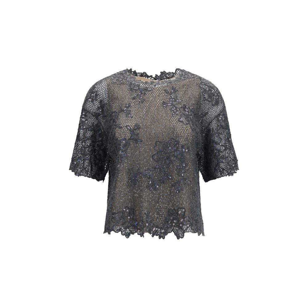 Brunello Cucinelli Graue Mohair-Bluse