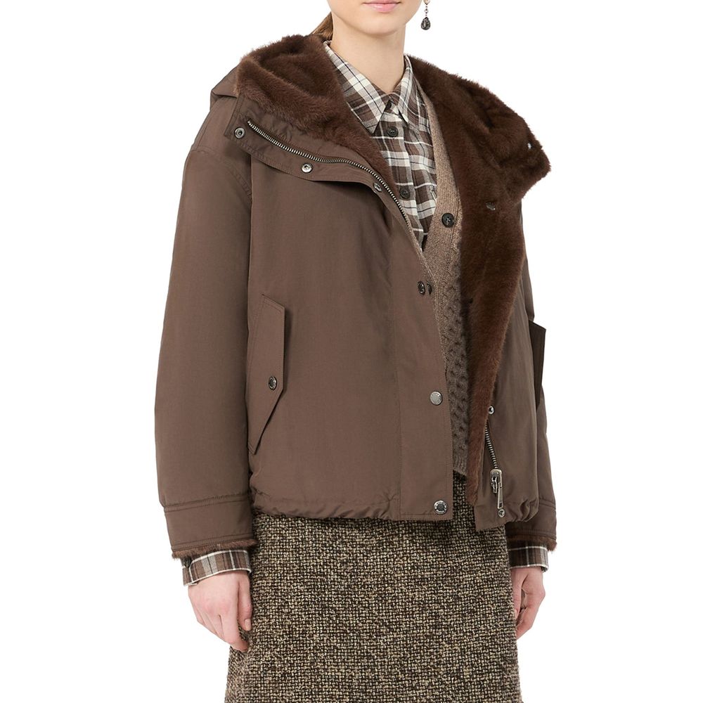 Max Mara Braune Baumwolljacke in voller Länge