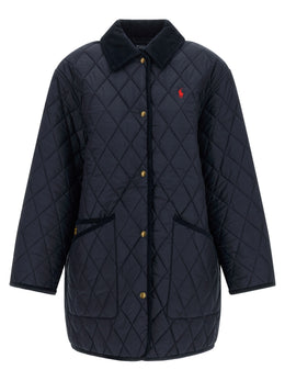 Polo Ralph Lauren Blaue Polyester-Jacke in voller Länge