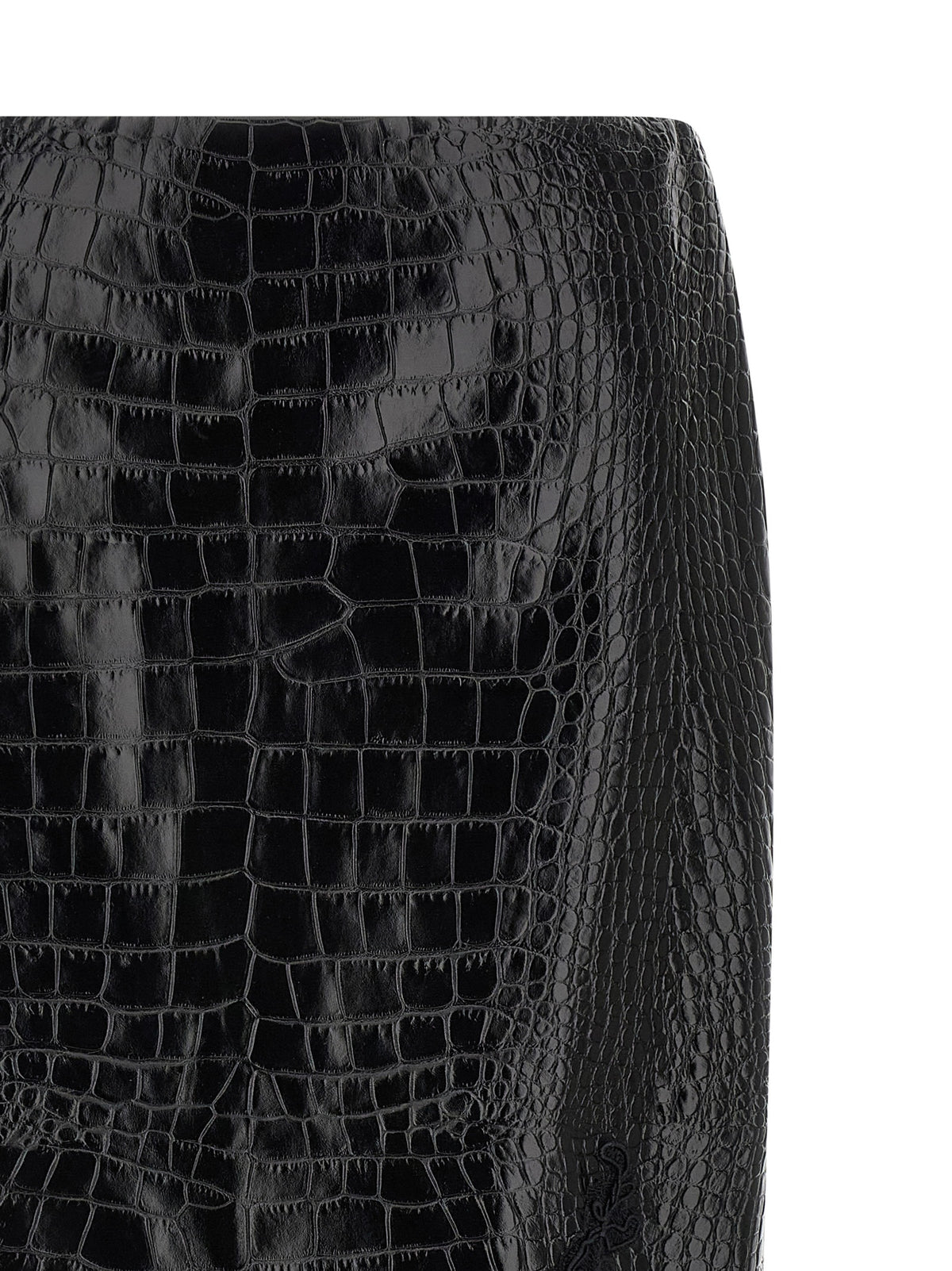 Ermanno Scervino Midi-Rock aus schwarzem Kalbsleder