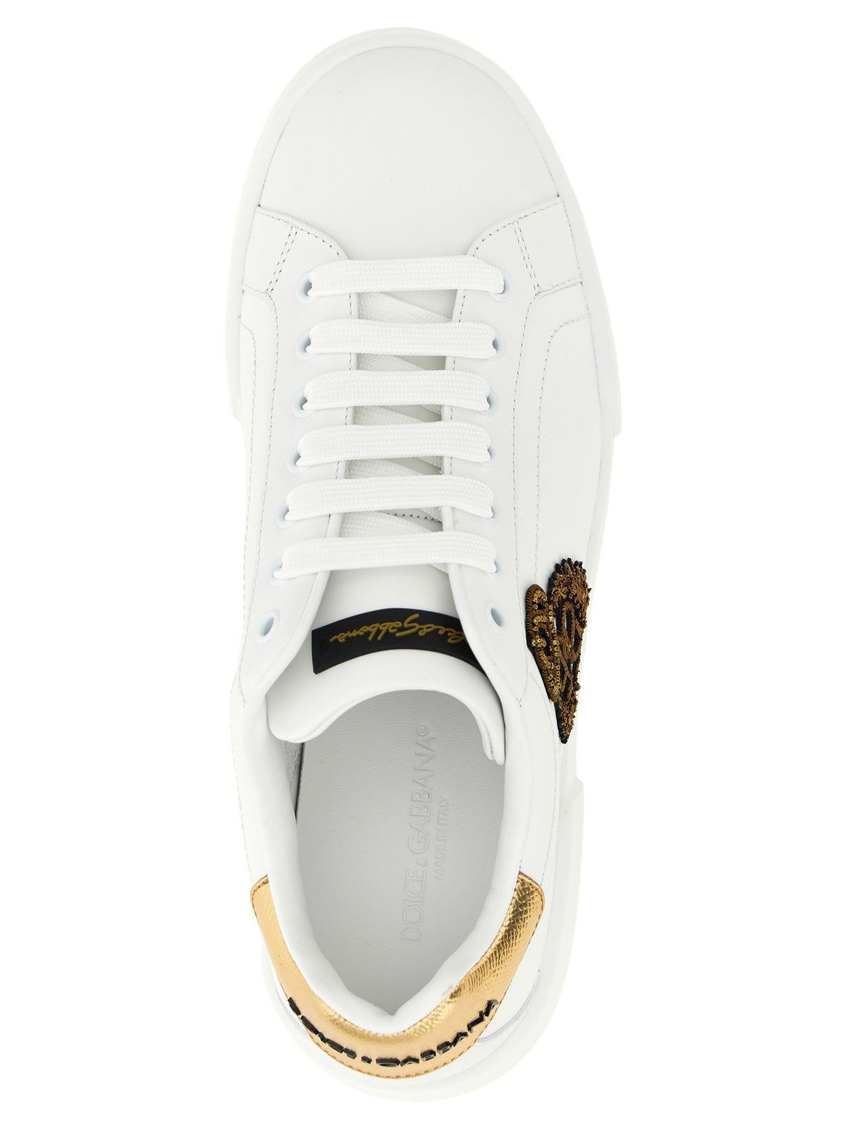 Dolce & Gabbana Sneakers aus Kalbsleder in Gold